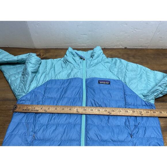 PATAGONIA Women’s L Down Fill Puff Jacket Blue Two Toned Netplus Shells - Picture 7 of 13